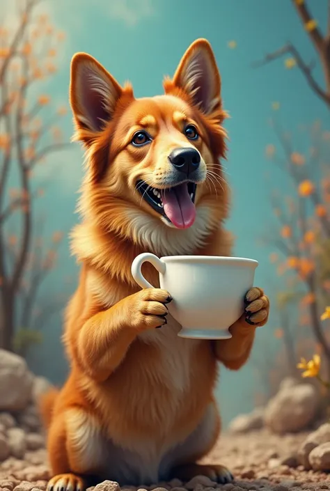 A dog with Michael Jackson's cup 