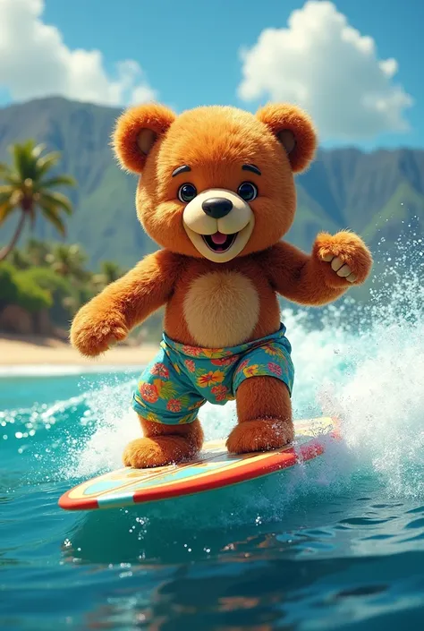  teddy bear , Surfing in Hawaii