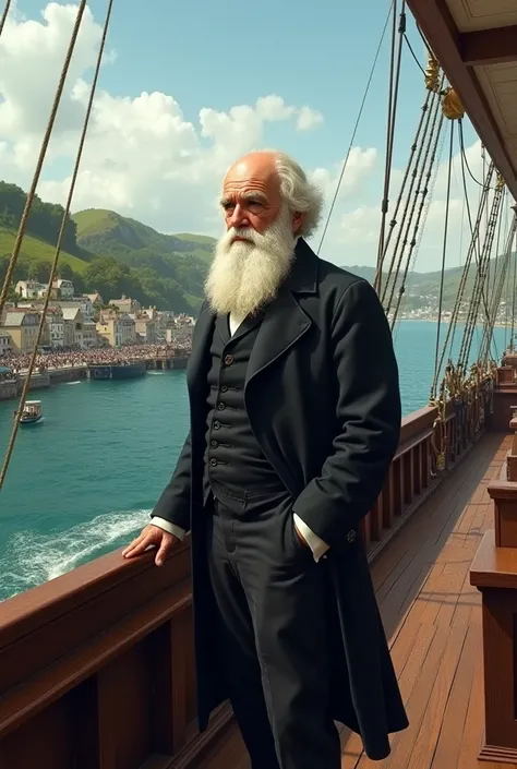 Charles Darwin llegando a falmouth