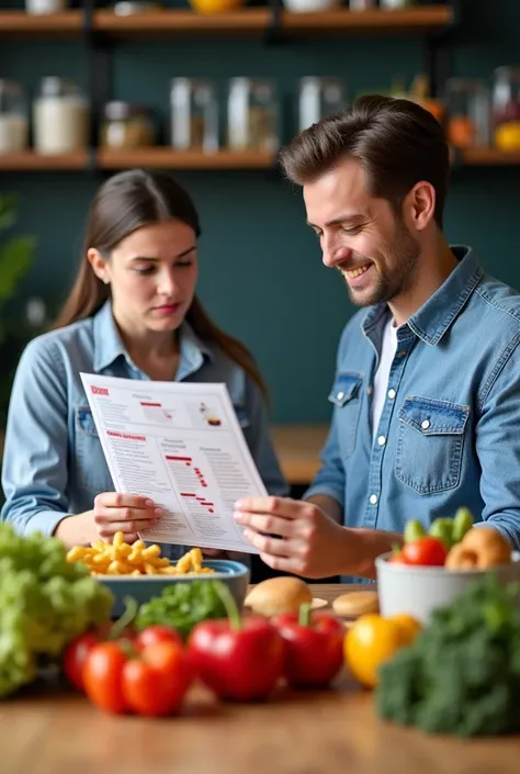  An impactful image showing two contrasting situations : on one side,  a person looking at a fast food menu , looking indecisive and concerned .  On the other side,  the same person with a satisfied smile ,  holding a previously prepared healthy lunch .  T...