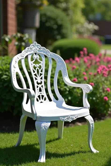 Traditional model cast aluminum garden chair in png