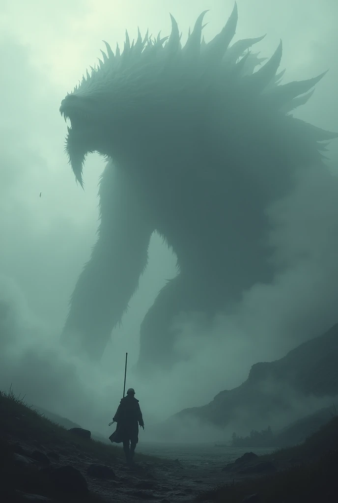 giant monsters that can be seen through the clouds like those in the movie La Niebl