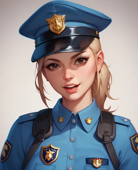 Yumi is a Filipina woman in her 30s. She has a deepest brunette ponytail and dark‐brown eyes.

Her navy‐blue jumpsuit is covered with a stab vest on the upper part. A cap is bearing her police badge. She is equipped with a duty belt and a side‐handle baton...