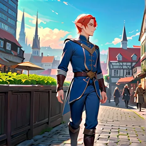 masterpiece, hd, high resolution, high quality, best quality, super detailed. solo character alone, multiple views. high fantasy art.
{((16-years-ols male-elf-prince-boy:(appearrance: scarlet_red-short-hair. short-elf-ears. purple-eyes. slender-male-body. ...