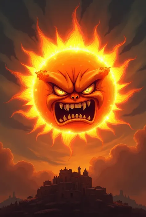 A sun with an angry face 