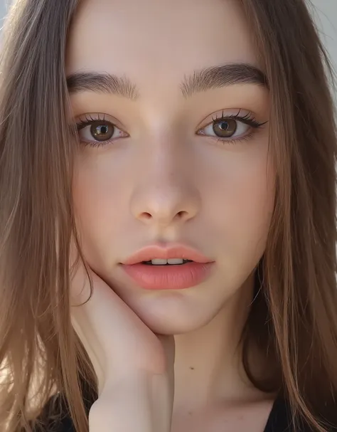 A close up photograph of the most beautiful 18 year old girl alive, dramatic and stunning award winning photo, dramatic linear delicacy, shot on Sony aiii high resolution digital camera, hyper realistic skin, global illumination, very natural features, TIM...