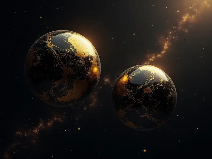 Black and gold planets