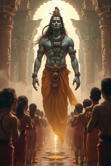 God Shiva blessing many people image 