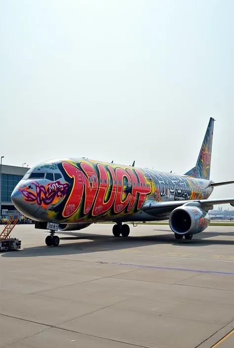 Put a graffiti mural with the word NUCH on the entire fuselage.