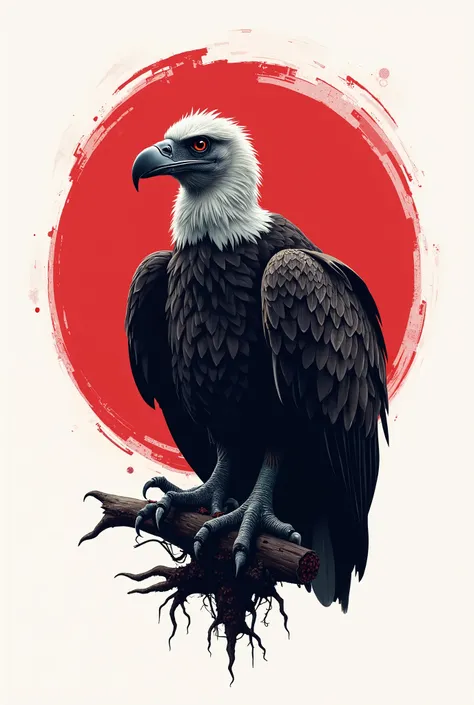 a logo with a real vulture that has a red shadow 