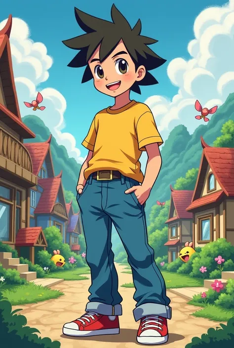 I'm a boy who's wearing high-waisted mom jeans! Pokemon style