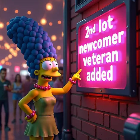 Bart Simpson pointing to pink LED sign at party written "2ND LOT
newcomer: 20
Veteran: 25
Added: 30"

The Simpsons cartoon style 