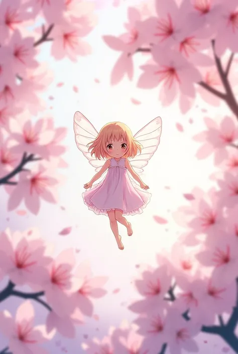 cherry blossoms　Fairy　 bright　Little　anime