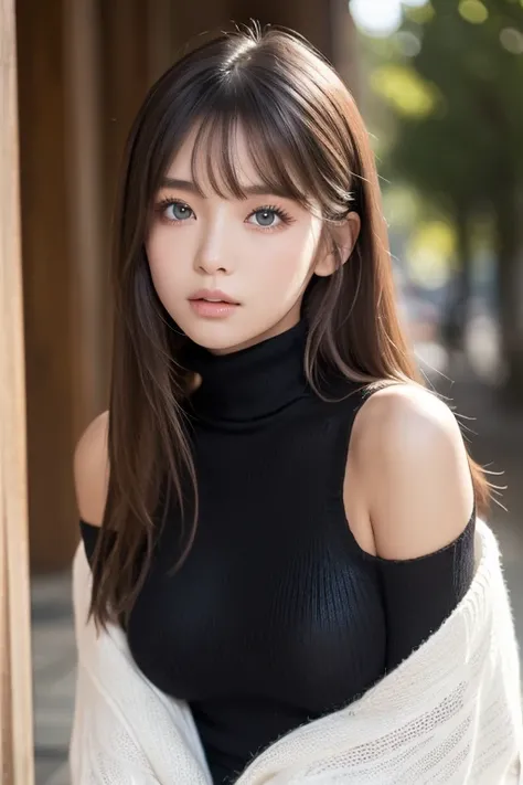 1girl in, 19 age, Solo, Super long straight hair, Colossal tits, Looking at Viewer, ((shiny light dark hair))、Messy bangs between beautiful eyes、de pele branca、Beautiful skin、glowy skin、Gloss Face、Teak Gloss、Bare shoulders, jewely, Full body, (Very detaile...