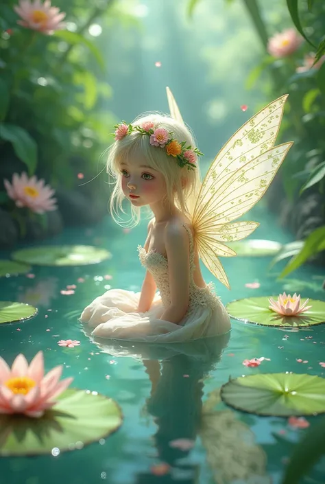 water lily　Fairy　 bright　Little　anime