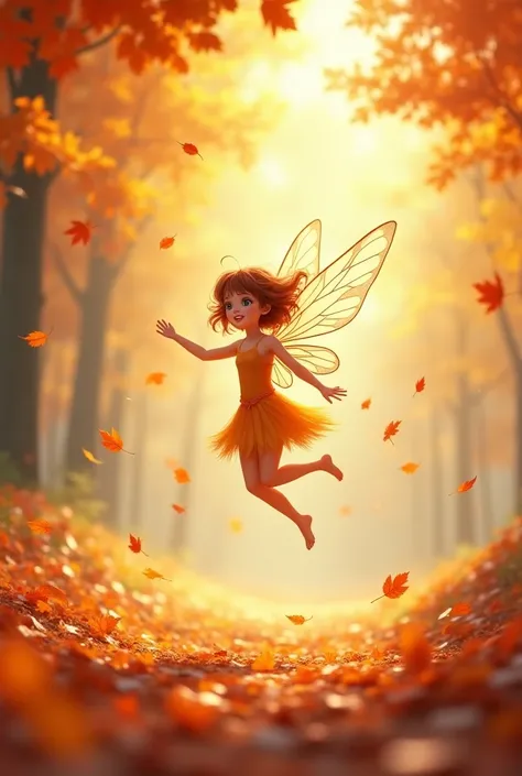 autumn leaves　Fairy　 bright　Little　anime