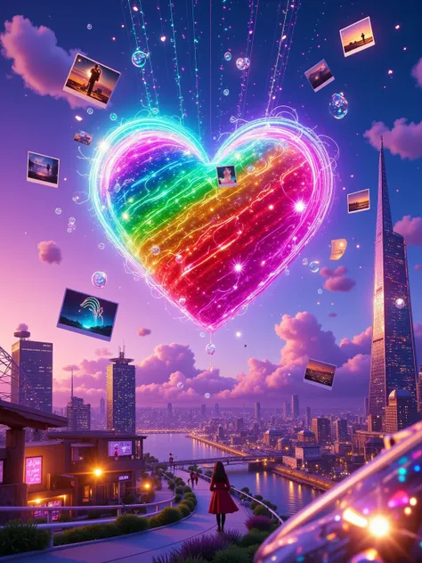  in the night sky illuminated by neon lights and electronic light curtains ， like it was caused by countless tiny ones Energy crystals make up 。 rainbow clouds no longer exude a strong sense of future technology and technology Feeling ，, but is composed of...