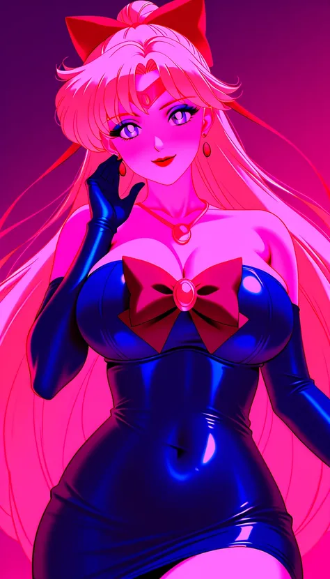 score_9,score_8_up ,score_7_up , ,    Masterpiece,    Hi-Res,    shiny clothes,   cute,1 girl, Atsugessho:5.0,(Minako Aino\(Sailor Moon\)):4.5,   Heavy makeup,    long hair, (   Gold hair:1.1),  (   white skin:1.3), , Red gem on forehead,  red lipstick,   ...