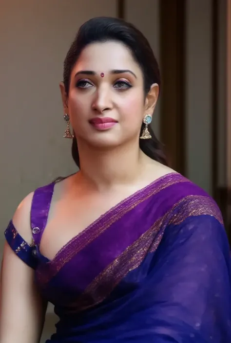 AN  indian plus size aunty opens her blue blouse fully , inside she wears white bra (Sharp breasts) her  dark blue design saree had slipped and fell down On the floor she has fleshy wide stomach, 