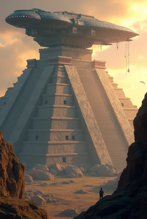 high tech alien ships building the Myan pyramids