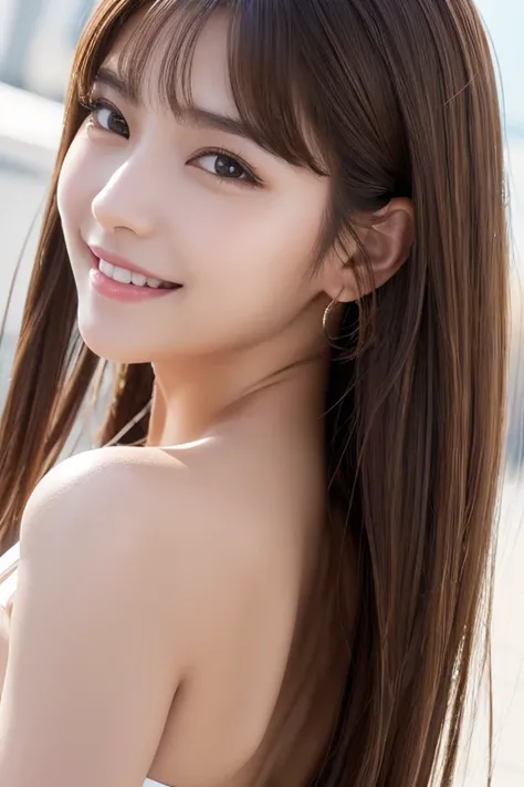 (( highest quality、8k、​masterpiece：1.3))、 sharp focus：1.2、 perfect style beautiful woman：1.4、 Slim Abs：1.2、(( thick brown hair、Big Breasts：1.2))、( Natural Soft Light 、Town Town :1.1)、  highly detailed face and skin textures、 detailed eyes 、Double eyelids、s...