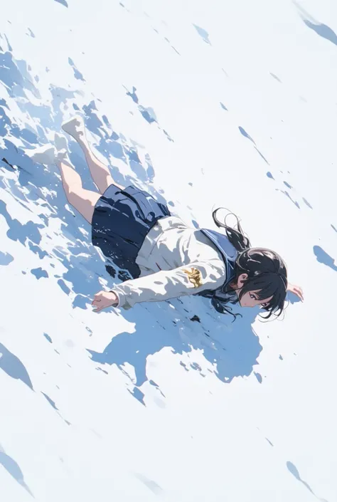 (girl is falling) (faceplant)(fallen down)(all fours)  top quality,   masterpieces  ,  ultra high resolution,　  beautiful legs　Beautiful Upper Body Beautiful Lower Body 　　
 2 Perfect Legs 　Perfect Five Fingers   
(dive into the snowfield)(Wearing a long-sl...