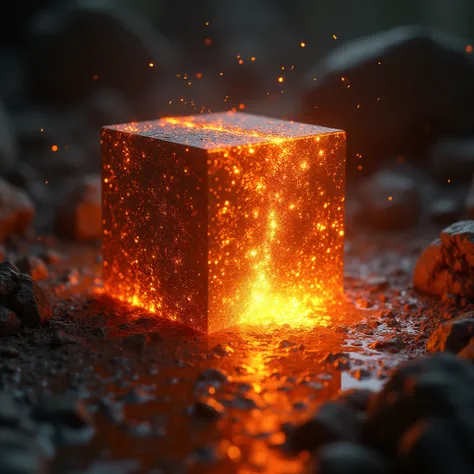 Molten metal is sucked due tp pores in a cube. 