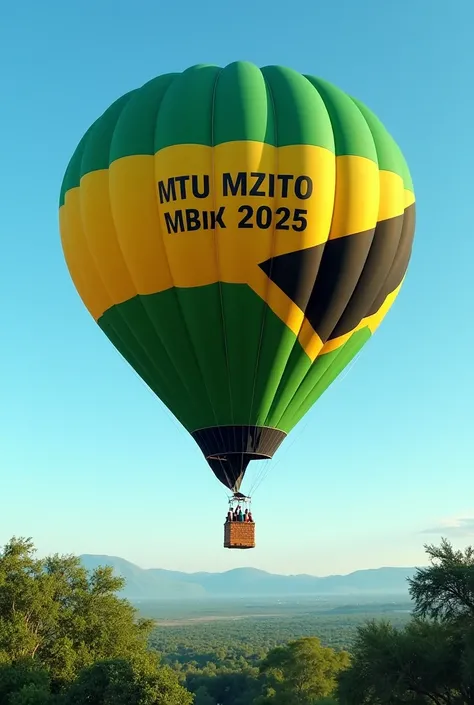 Create a ballon with color of tanzanian flag having letters named mtu mzito 2025