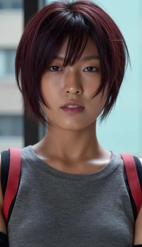 Seolhyun, Faith Connors, Mirror's edge, makeup, cosplay, Masterpiece, High Resolution, Accurate, High Details, Textured Skin, photography, Realistic. Photography, Cinematic, Pretty Face.