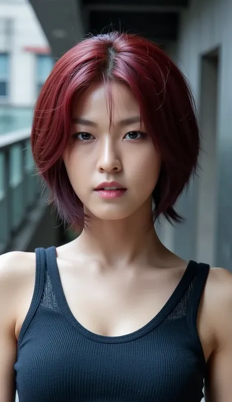 Seolhyun, Faith Connors, Mirror's edge, makeup, cosplay, Masterpiece, High Resolution, Accurate, High Details, Textured Skin, photography, Realistic. Photography, Cinematic, Pretty Face.