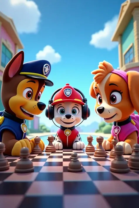 Picture of Paw Patrol chess with microphone and headphones 