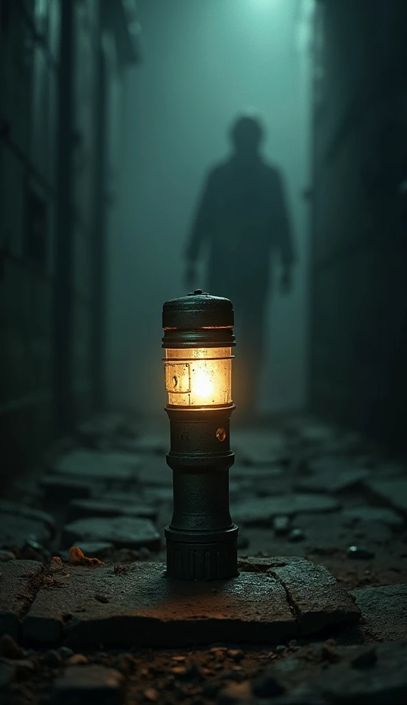 Old flashlight, scary, dark atmosphere