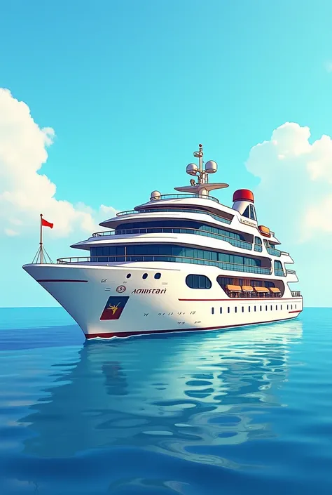 3-decker luxury cruise，Side position， Super Detailed ，2D，Hand drawn cartoon，Low Poly， 8k resolution