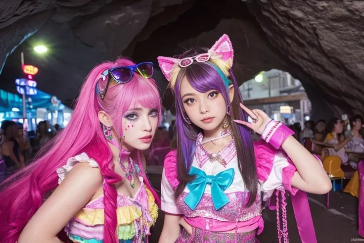  (Awkward,blush :1.3),Alafi girls take photos in colorful clothes, y 2 k cutecore crowncore, Lovely Decora Rainbow Core, Lovely high quality rendering, Candy Girl, Deco, Unreal Engine : : Carnival Makeup, Working Girl, raver girl, Carnival Costumes, Glitch...