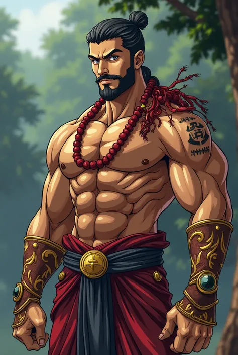 generation anime charaterhis name is kompir cambodia  he is  old 184 tall 80 kg his appear is intimidation playfull kindness help full handsome and look younger then his age his body was like a brawler wrestler and he is a superme mantra fighter he has bal...