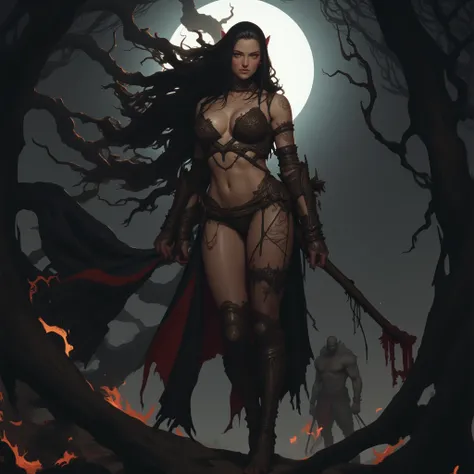 - Beautiful "Javanese" woman, tall, long legs, long hair, facing the camera.

Body full of ancient tattoos.

- Wearing a costume ("Full Sexy Armor").
Chest and Thigh Armor are half open.
Futuristic Costume Design.

- Sexy and Athletic body shape.
Perfect c...