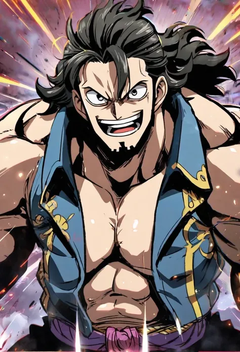  anime style, one piece,  young Blackbeard son, 17-year-old muscular 