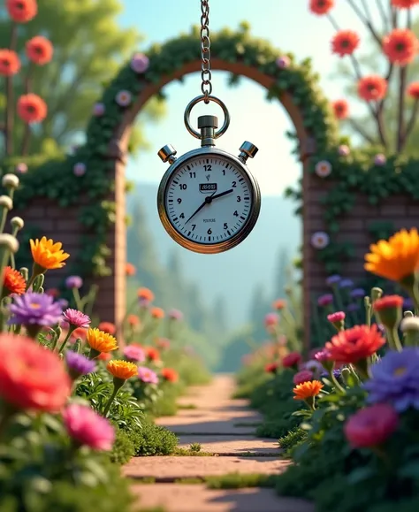 Imagine a stopwatch hovering over a lush, inviting garden gate. While the stopwatch symbolizes the critical five-second window. As time ticks down, vibrant flowers and plants bloom around the gate.