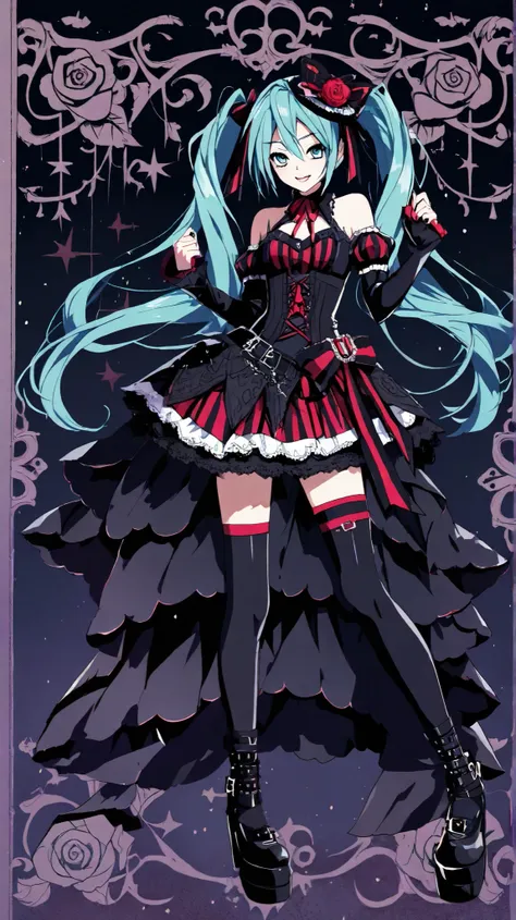 Hatsune Miku smiles,Gothic style,