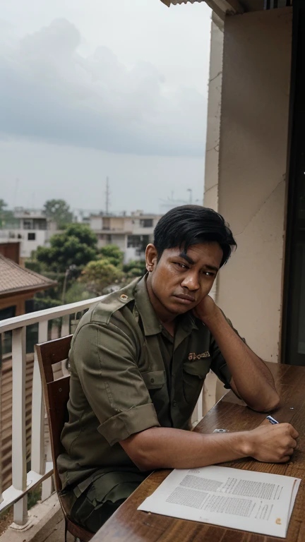 Ismail Marzuki sits on his porch, his face heavy with sorrow. He hears gunshots in the distance and sees fighters carrying the lifeless body of their fallen comrade. His hands slowly grip a pen, and he begins to write the first lines of 'Gugur Bunga' on a ...