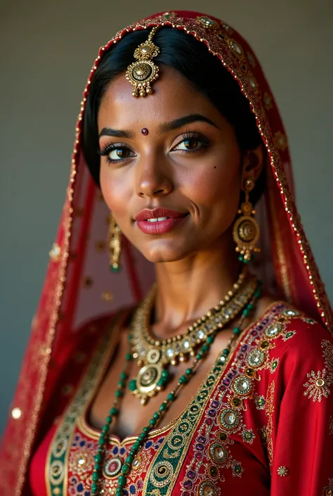 A beautiful brown Ethiopian woman in her thirties wearing traditional Arabic dress