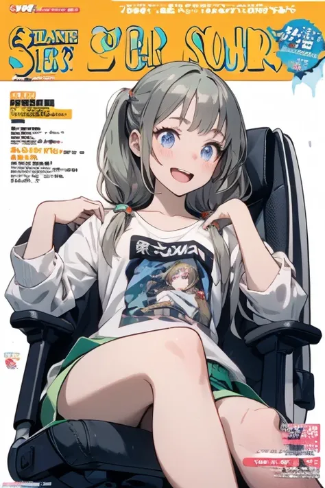 (masterpiece), (best quality), detailed, a otaku girl, soro, twintails, long wavy hair twintails.hairs between eyes,dark green eyes ,dark green hair, smile, masterpiece, best quality, newest, (from below:1.2),(perky chest:1.2), (pointed chest:1.2),(from be...