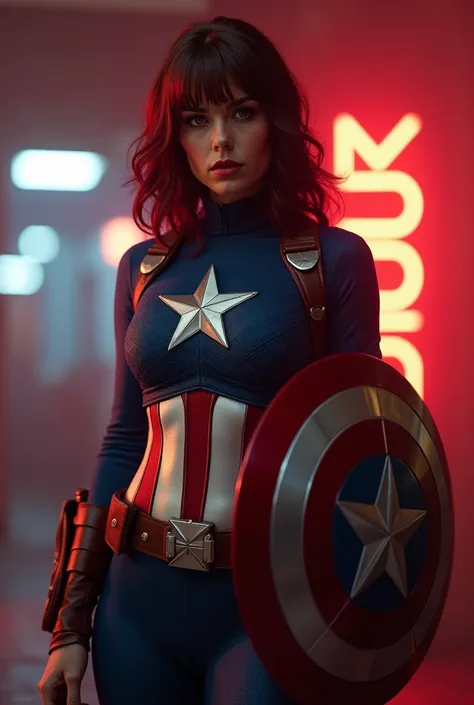 cinematic sexy Velma dlinkey in captain america's outfit
