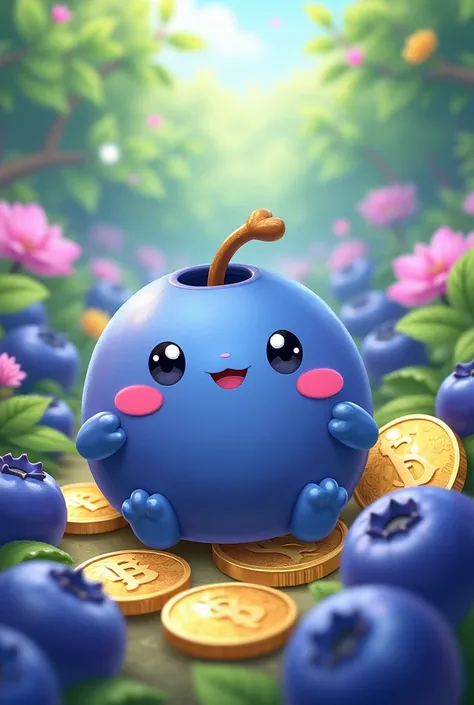 No, with blueberries, beautiful bright and with money, let the blueberry be so anime