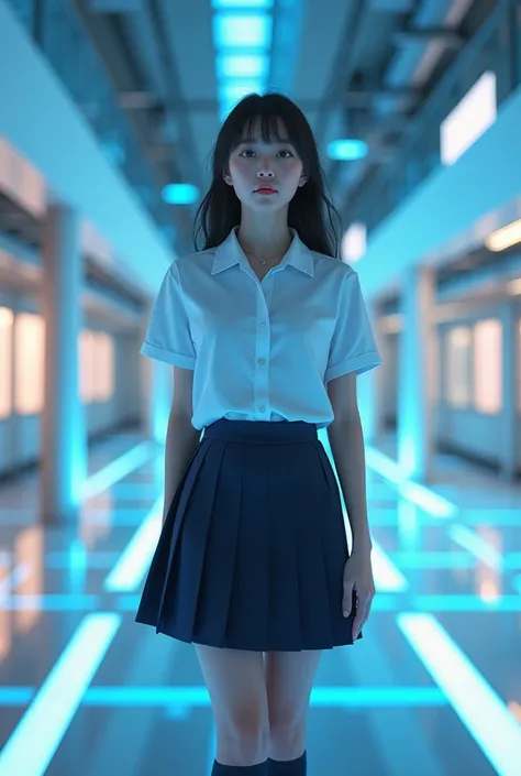 Asian schoolgirl in high school uniform virtual reality high definition