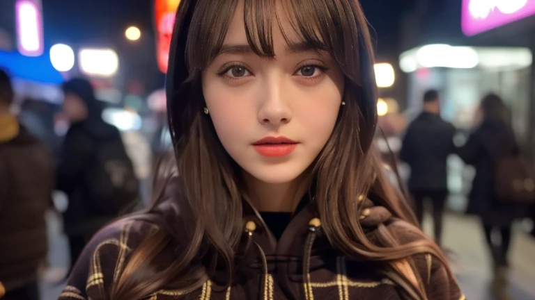   XT3, 8k, checked shirt ,  Masterpiece,  top quality, ((( 1 girl))), Alone, by Nomi, (( I'm looking at the viewers)), photo by Nomi, ( Extremely detailed face ),  I'm looking at the viewers, ((Ultra-detailed eyes and pupils)),  super precision ,  serious ...