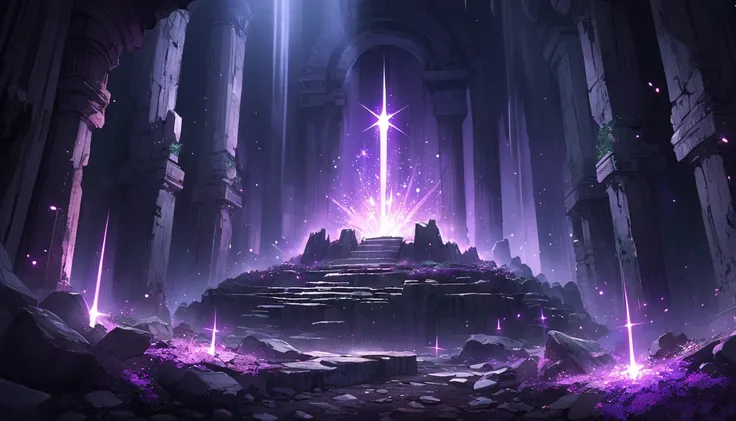 Huge underground ruins, The sparkle of amethyst in the dark