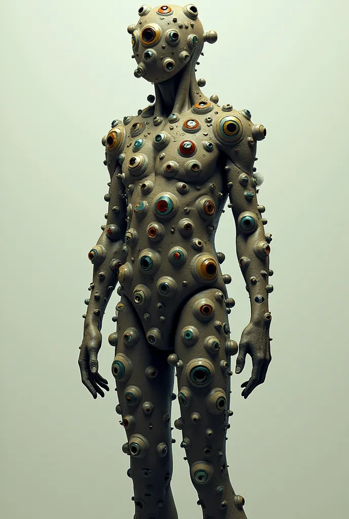 Create a human body covered with only eyes