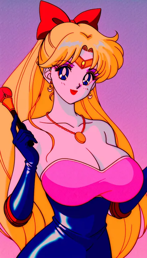 score_9,score_8_up  ,score_7_up  , ,    Masterpiece,    Hi-Res,    shiny clothes,   cute,1 girl, Atsugesho:5.0,(Minako Aino\(Sailor Moon\)):4.5,   Heavy makeup ,    long hair, (   Gold hair:1.1),  (   white skin:1.3), , Red gem on forehead,  red lipstick, ...