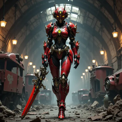 - Main Character, Adult Woman "Montenegro", Beautiful, tall, long legs.

- Wearing a costume ("Full Sexy Armor"), a costume that embodies the form of "kamen rider", (Armor Chest and Thighs slightly open).
Futuristic costume design, looks high-tech details....